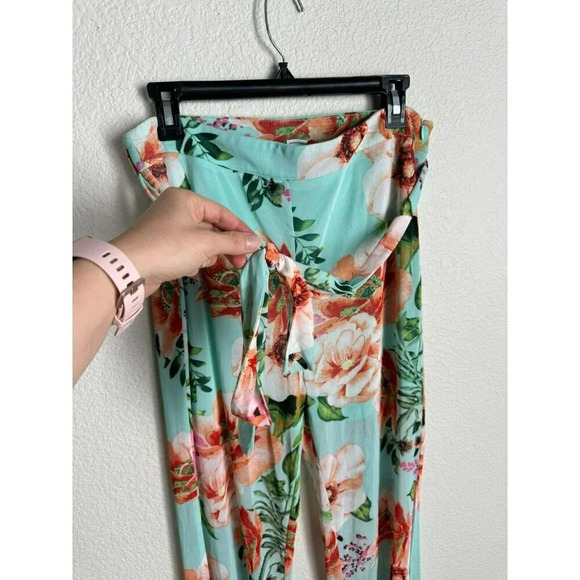Revamped Women's Flare Pants Size Medium Multicolor Floral Hippie Boho Sheer - Picture 7 of 14